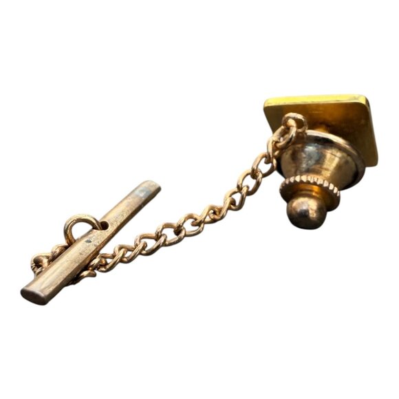 Vintage Gold Tone Tie Tack With "FR" Monogram & Chain Bar - Picture 2 of 7